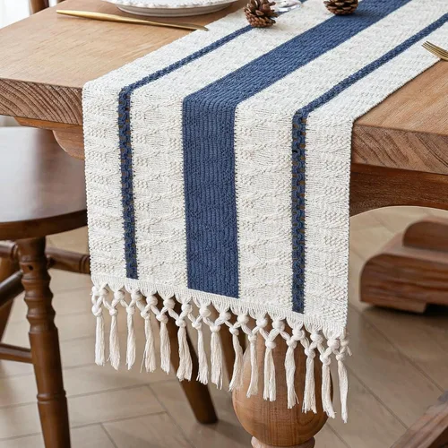 Miniatura 33 de FEXIA - Camino de mesa bohemio con borlas, para decoración del hogar, de macramé para decoración de habitación, comedor, dormitorio, despedida