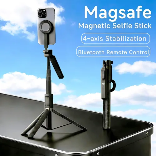 Miniatura 2 de Trípode magnético de teléfono de 64 pulgadas para iPhone MagSafe, soporte de aluminio reforzado para selfie stick trípode para grabación de video