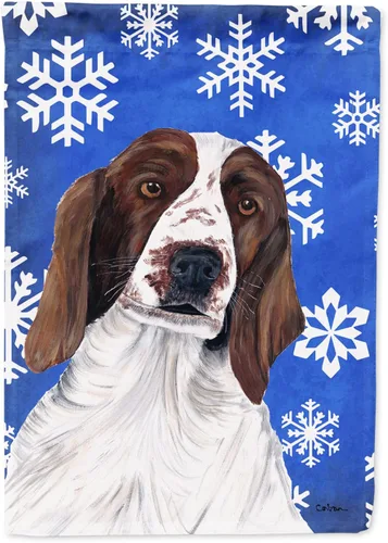 Miniatura 299 de Caroline's Treasures SC9374GF Bulldog English Snow flakes Holiday Garden Flag Buzón Bandera decorativa para patio exterior, patio, obras de arte