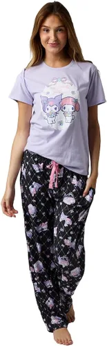 Bioworld Kuromi & My Melody - Conjunto de ropa de dormir lavanda para mujer