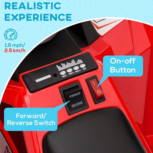Miniatura 4 de Aosom Coche cuatrimoto para niños con remolque trasero, automóvil eléctrico de 6 V con función de avance hacia atrás, ruedas resistentes al Rojo
