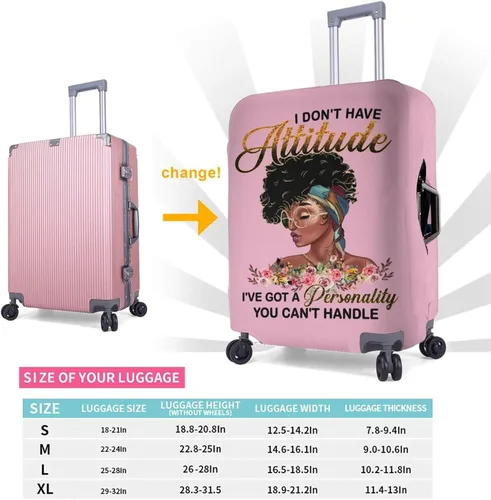 Miniatura 6 de Protector de maleta de viaje para mujer afroamericana, elástica, lavable, funda de equipaje con cremallera oculta adecuada para 18-32 pulgadas
