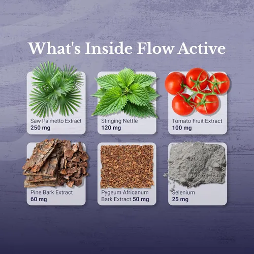 Miniatura 4 de Flow Active - Suplementos de salud de próstata para hombres – Vitaminas avanzadas de apoyo para la próstata y la vejiga con palma enana americana