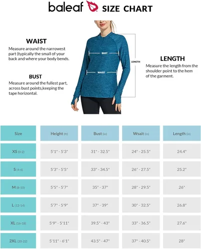 Miniatura 7 de BALEAF Camisas de secado rápido para mujer, manga larga, para correr, senderismo, entrenamiento, UPF50+ SPF