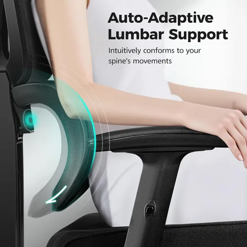 Miniatura 5 de Silla de Oficina Ergonómica de Respaldo Alto Silla de Escritorio con Soporte Lumbar, Silla de Computadora de Malla Transpirable con Reposabrazos