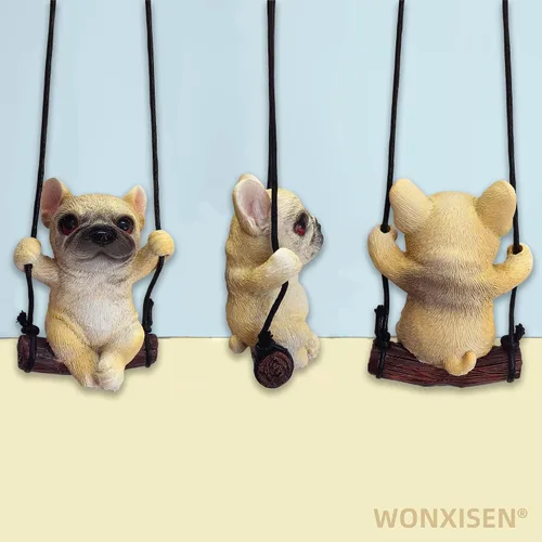 Miniatura 3 de Adorno de coche Bulldog Francés – Espejo colgante para el interior del coche