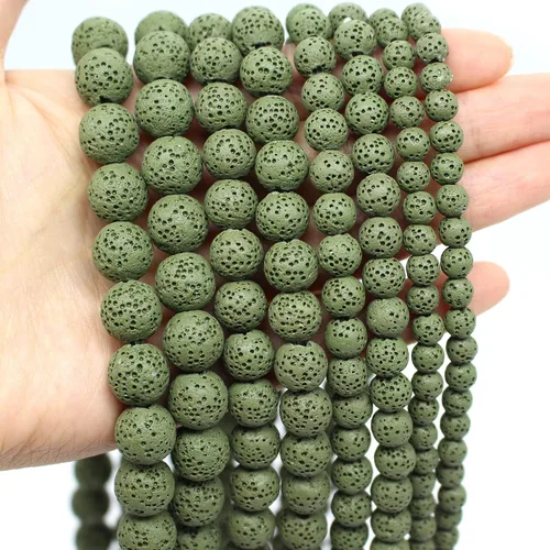 Miniatura 16 de Oameusa Cuentas redondas sueltas de ágata de piedra volcánica de lava azul de 0.236 in para hacer joyas, 1 hebra de 15 pulgadas, 1 hebra por