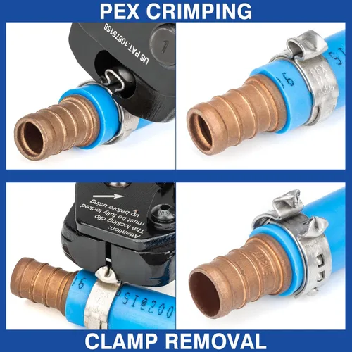 Miniatura 6 de Kit de herramientas de abrazadera PEX iCRIMP para abrazaderas PEX de 3/8", 1/2", 3/4", 1", sujeción y apriete de abrazaderas y extracción, incluye