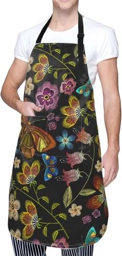 Miniatura 2 de Perinsto Waterproof Apron With 2 Pockets Kitchen Chef Aprons Bibs For Cooking Baking Painting Gardening Grooming