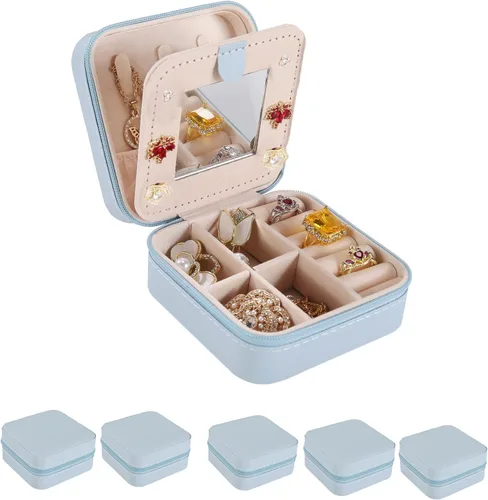 Miniatura 29 de KElofoN Estuche de viaje para joyas Caja de viaje para joyas Organizador de joyas de viaje Pequeño estuche organizador de joyas para niñas y mujeres