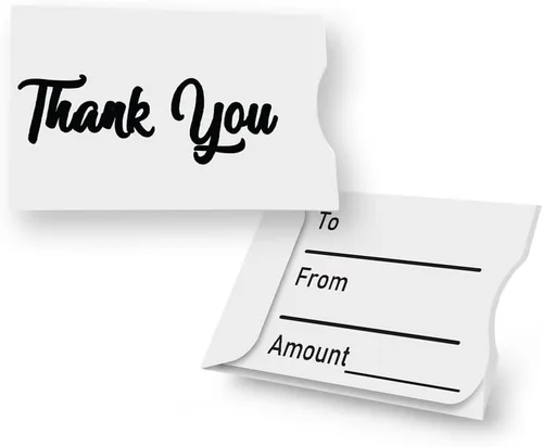 Paquete de 25 portatarjetas de regalo con texto en inglés "Thank You", fundas de papel a granel, regalos de agradecimiento, color blanco