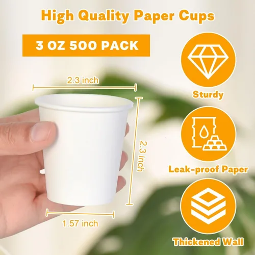 Miniatura 2 de Vumdua Paquete de 500 vasos de papel de baño de 3 onzas, tazas de café pequeñas sin fugas, mini vasos desechables para enjuague bucal, ideales