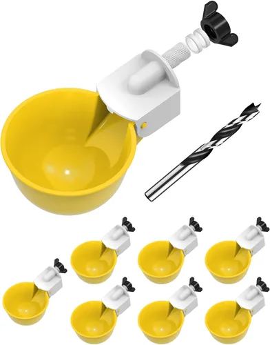 Miniatura 12 de Vasos para beber pollo (paquete de 8) con broca de 3/8 pulgadas, color azul Automatic Poultry Drinker Feeder Kit for Chickens, Ducks, Turkeys