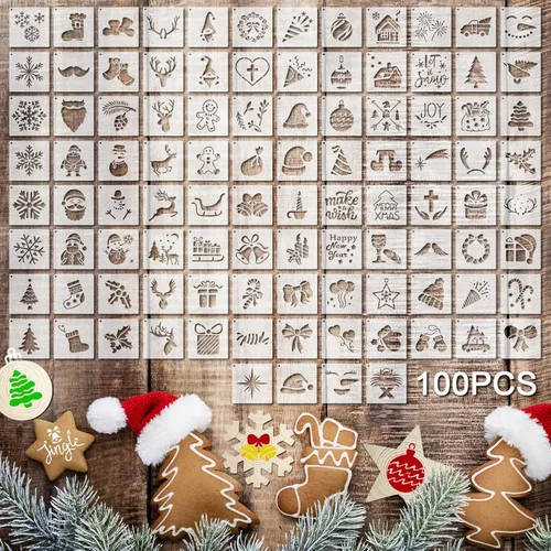 100 Piezas Plantillas para Pintar en Madera Plantillas Reutilizables Manualidades Plantillas de Dibujo Festivas Papel de Pared para Bricolaje Álbum