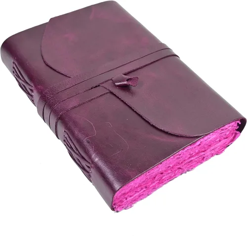Miniatura 11 de Diario de cuero vintage – 200 páginas de papel rústico con borde irregular – páginas sin líneas, libro de sombras, grimorio, cuaderno de notas