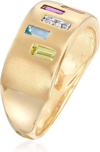 Miniatura 3 de Ross-Simons 0.50 ct. t.w. Multi-Gem Ring With Diamond Accents in 14kt Yellow Gold