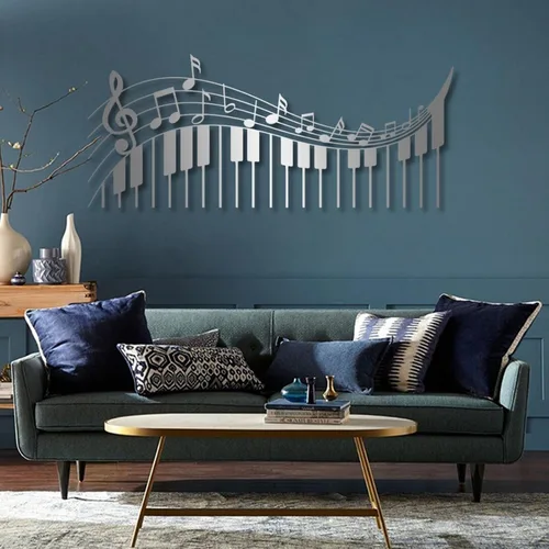 Yemwot Nota de metal musical para pared, notas musicales y arte de pared de metal para piano, decoración de notas, decoración de piano, letrero de