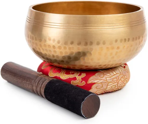 Miniatura 2 de Juego de cuencos tibetanos cantadores - Fácil de tocar para principiantes - Cuencos auténticos y elaborados a mano para meditación de atención Oro