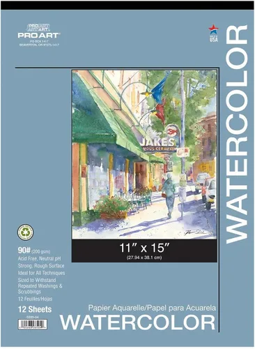 Miniatura 21 de Pro Art Bloc de acuarela de 12 x 16 AF 140 libras, 15 unidades, papel de acuarela, cuaderno de bocetos, papel de color de agua, bloc de papel