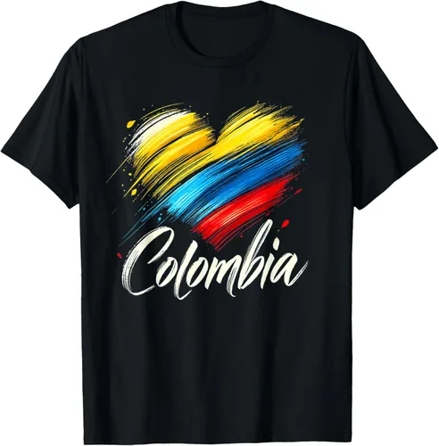 Camiseta de orgullo colombiano con corazón de la bandera de Colombia