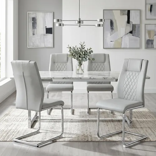 Miniatura 11 de gopop Juego de 4 sillas de comedor, modernas sillas de cocina y comedor con patas de metal galvanizado, sillas laterales tapizadas para comedor