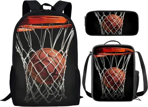 Miniatura 73 de HUGS IDEA Juego de 3 bolsas escolares con aislamiento térmico para el almuerzo, estuche para lápices