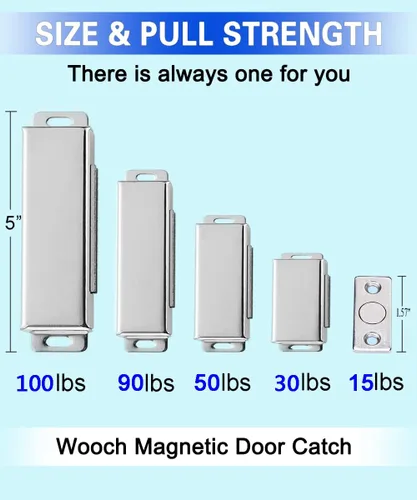 Miniatura 6 de WOOCH Pestillo magnético para puerta, 50 libras, de acero inoxidable de alta resistencia para cocina, baño, armario, armario, armario, puerta, cajón