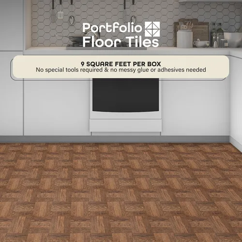 Miniatura 2 de Achim Imports VFT920POVR Home Furnishings Portfolio 12 x 12 pulgadas, 0.079 in, piso de vinilo autoadhesivo, parquet de nogal, 9 baldosas/9 pies