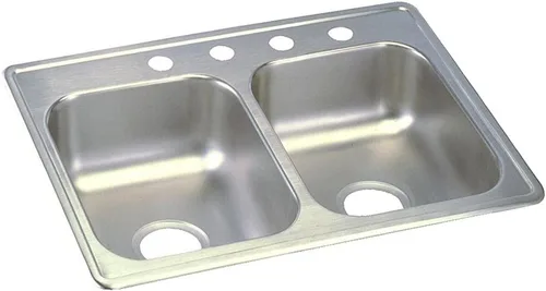 Miniatura 6 de Dayton D233221 Equal - Fregadero de acero inoxidable con doble tazón, 33 x 22 x 6.5 pulgadas