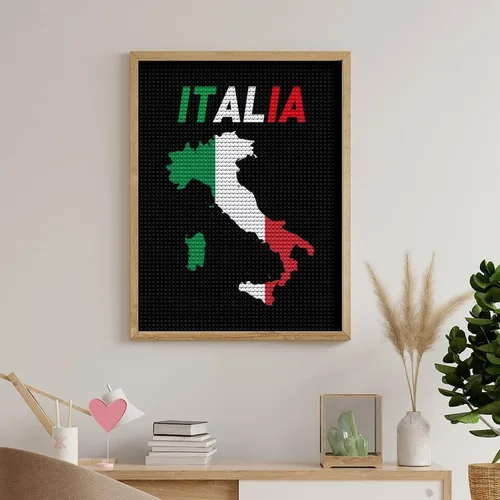 Miniatura 5 de Kit de pintura de diamantes de mapa de bandera de Italia, pintura de bricolaje, pintura de diamante, arte para decoración de pared del hogar