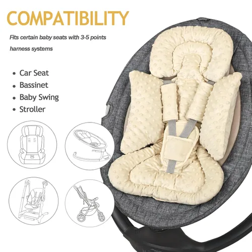 Miniatura 5 de Inserto de Asiento de Coche para Bebé Niño Niña, Inserto de Asiento de Coche 3 en 1 para Recién Nacido con Almohadillas y Correas, Respaldo