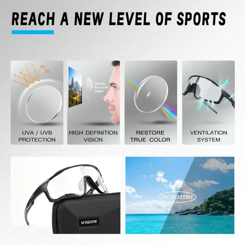 Miniatura 3 de Photochromic Cycling Glasses for Men Women, UV400 Sports Sunglasses for MTB, Riding, Running, Fishing, Baseball A2-gris.