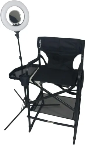 Miniatura 9 de Silla de directores alta profesional portátil con bandeja lateral, nombre personalizado/logotipo impreso, altura del asiento de 29 pulgadas