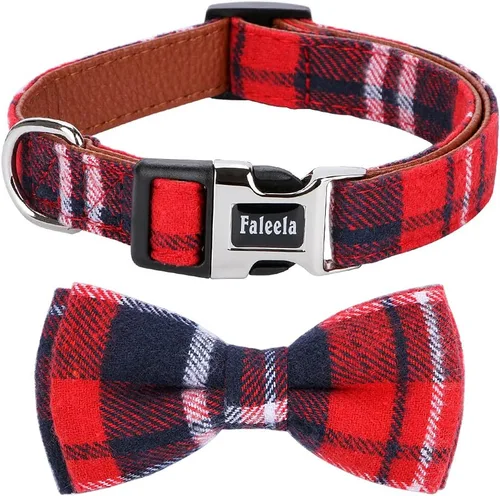 Miniatura 18 de Faleela Lindo Collar de Perro Navideño Suave para Niña con Lazo, Collar de Perro con Corbatín para Niño, Collar Ajustable Desmontable para Mascotas