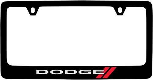 Miniatura 5 de Dodge Marco de matrícula con logotipo (2 agujeros/latón, cromo/ancho)