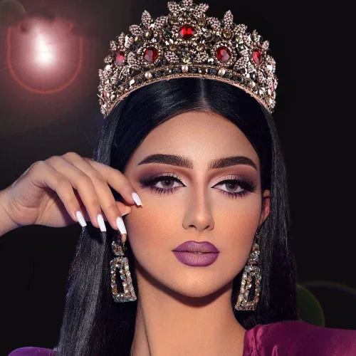 Miniatura 2 de hair jewelry crown tiaras for women Wedding Tiaras and Crowns Red Rhinestone Bridal Hair Jewelry Retro Crystal Women Headpiece Baroque Headdband