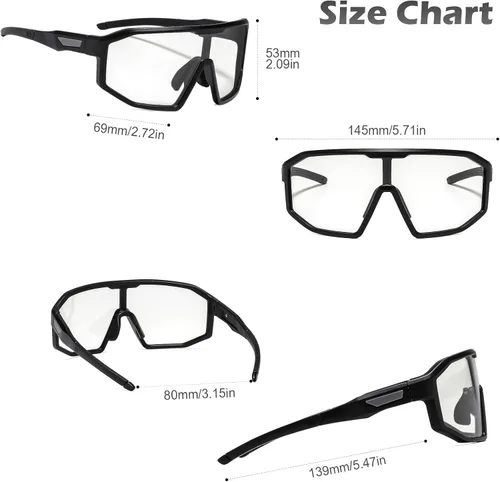 Miniatura 5 de Gafas de ciclismo fotocromáticas para hombres y mujeres, gafas de sol deportivas transparentes, para montar en bicicleta de montaña, MTB