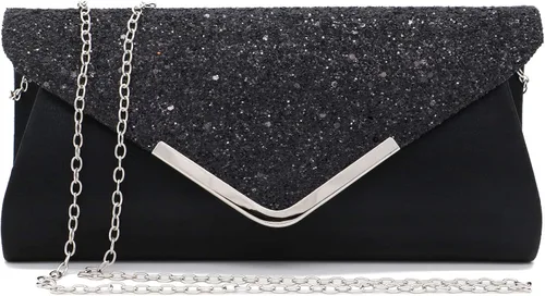 Miniatura 7 de ZIUMUDY Bolso de mano de noche con purpurina brillante para colgar en el hombro, bolso de mano para boda nupcial