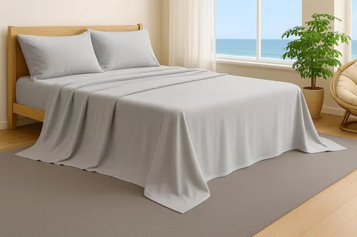 Miniatura 7 de Juego de sábanas de cama 100% algodón con bolsillo profundo - Tejido jersey de camiseta - Extra suave - Fácil ajuste - Juego de 4 piezas con fundas