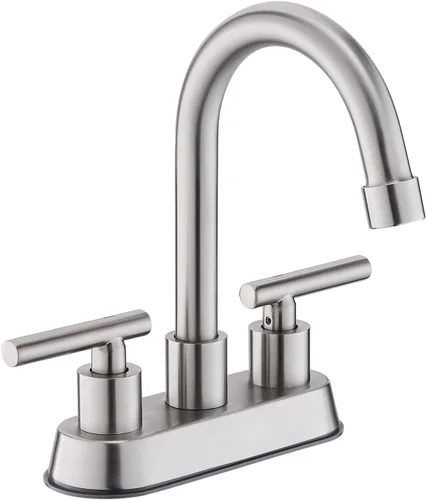 Miniatura 10 de llave de baño, grifo de fregadero de 2 manijas dorado, grifos de baño dorados, llave de fregadero central de 4 pulgadas con drenaje emergente