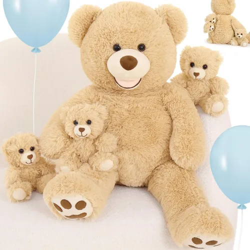 Miniatura 15 de MorisMos Oso de Peluche Gigante Animal de Peluche con Osos Bebé, 35.4'' Oso Grande de Peluche Mamá, 3 Pequeños Osos de Peluche Animales de Peluche a