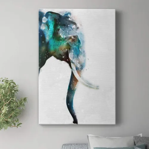 Miniatura 4 de Renditions Gallery Watercolor Elephant Gallery Wrapped Canvas Wall Art, 12x18, Black/White