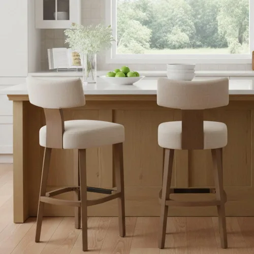 Miniatura 12 de RIVOVA Taburete de bar de 26 pulgadas de altura de mostrador, taburetes de bar de cocina modernos con respaldo y patas de madera maciza, taburetes