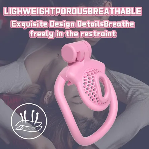 Miniatura 3 de Jaula de castidad Sissy Peso ligero Jaula para el pene de ABS+Resina Dispositivo de castidad Juguetes sexuales para adultos con 4 anillos