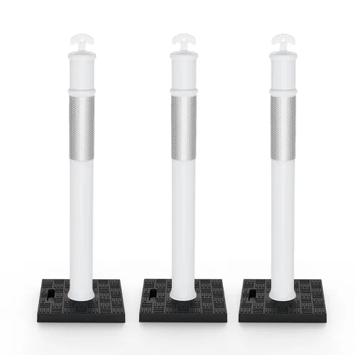 Miniatura 11 de BATTIFE Poste delineador de 45 pulgadas con base, conos de delineador de tráfico naranja con collar reflectante para práctica de conducción