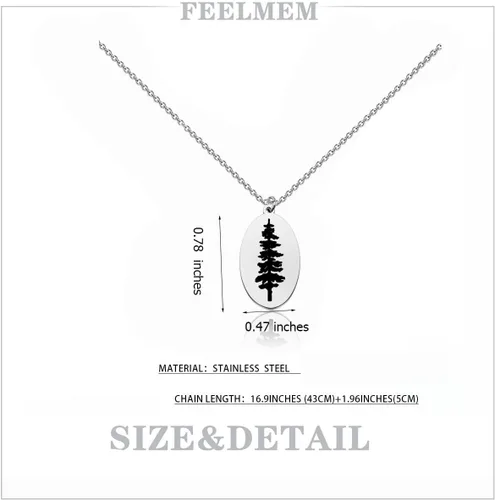 Miniatura 2 de FEELMEM Collar con dije de pino, árbol de pino, aventura y viaje, joyería para entusiastas del aire libre, regalo