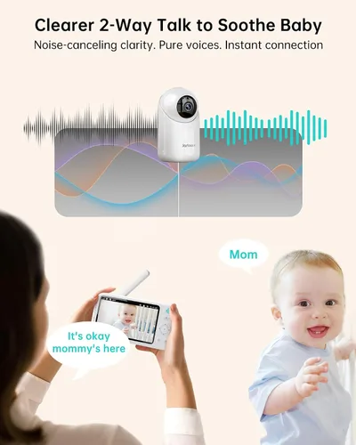 Miniatura 6 de Jartoo Monitor de bebé de video 2K con cámara y audio, monitor de bebé de largo alcance de 1860 pies sin WiFi Pantalla FHD de 5.5 pulgadas, cámara