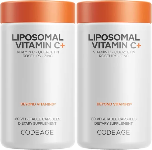 Miniatura 10 de Codeage - Vitamina C liposomal de 1500 mg con zinc, saúco, bioflavonoides cítricos de pomelo, limón, naranja en polvo, quercetina y escaramujo