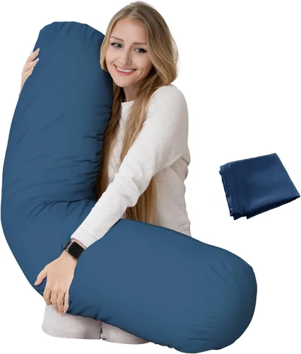 Miniatura 7 de Solo funda - Funda de almohada redonda beige de 54 x 12 pulgadas - Solo funda - Funda de almohada con cremallera - 100% microfibra cepillada - Funda