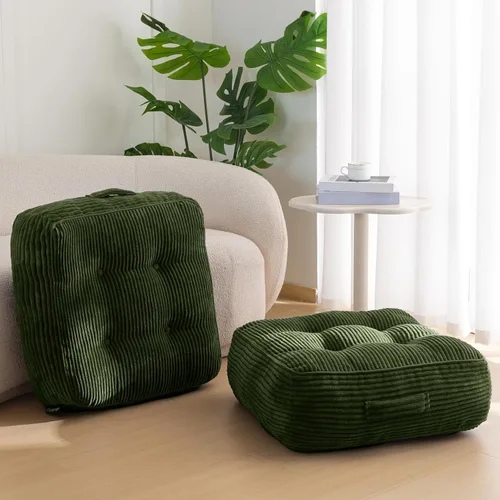 Miniatura 36 de HIGOGOGO Cojín de suelo para adultos, cojín de meditación, grande y redondo, funda de pana copetuda, para sala de estar o yoga, 22 x 22 pulgadas